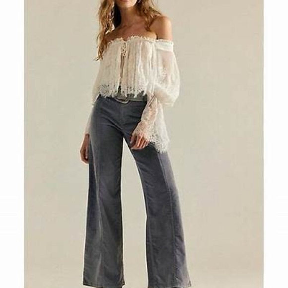 Free People Pants - Free People Slate Gray Libre Wide-Leg Flare Cords 31 NWT